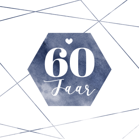 Jubileumkaart voor 60 jaar getrouwd met blauwe watercolor